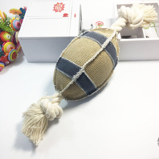 Durable Linen Cotton Rope Dog Toy For Rugby Training - Bite Resistant And Engaging-0